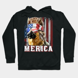 Merica German Shepherd Mullet July 4th American Flag Hoodie